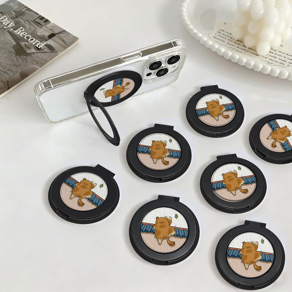 Dual Phone Holder - Cartoon Cat Finger Grip Universal Paste