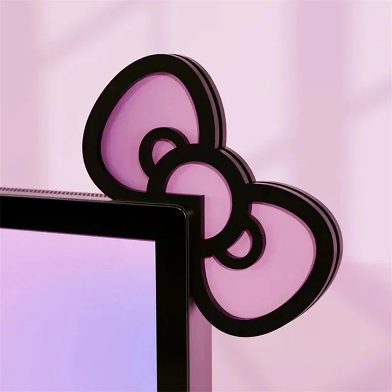 Desk Setup For Gaming - Kawaii Pink Acrylic Bow Monitor Decor