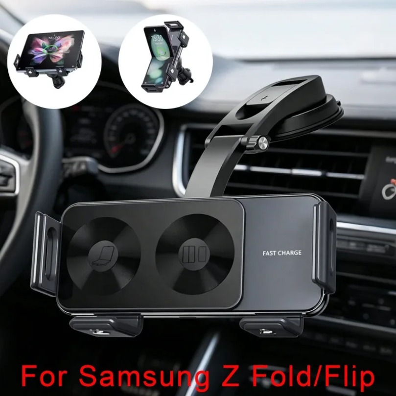 Dual Phone Holder - Dual Coil Wireless Fast Car Charger