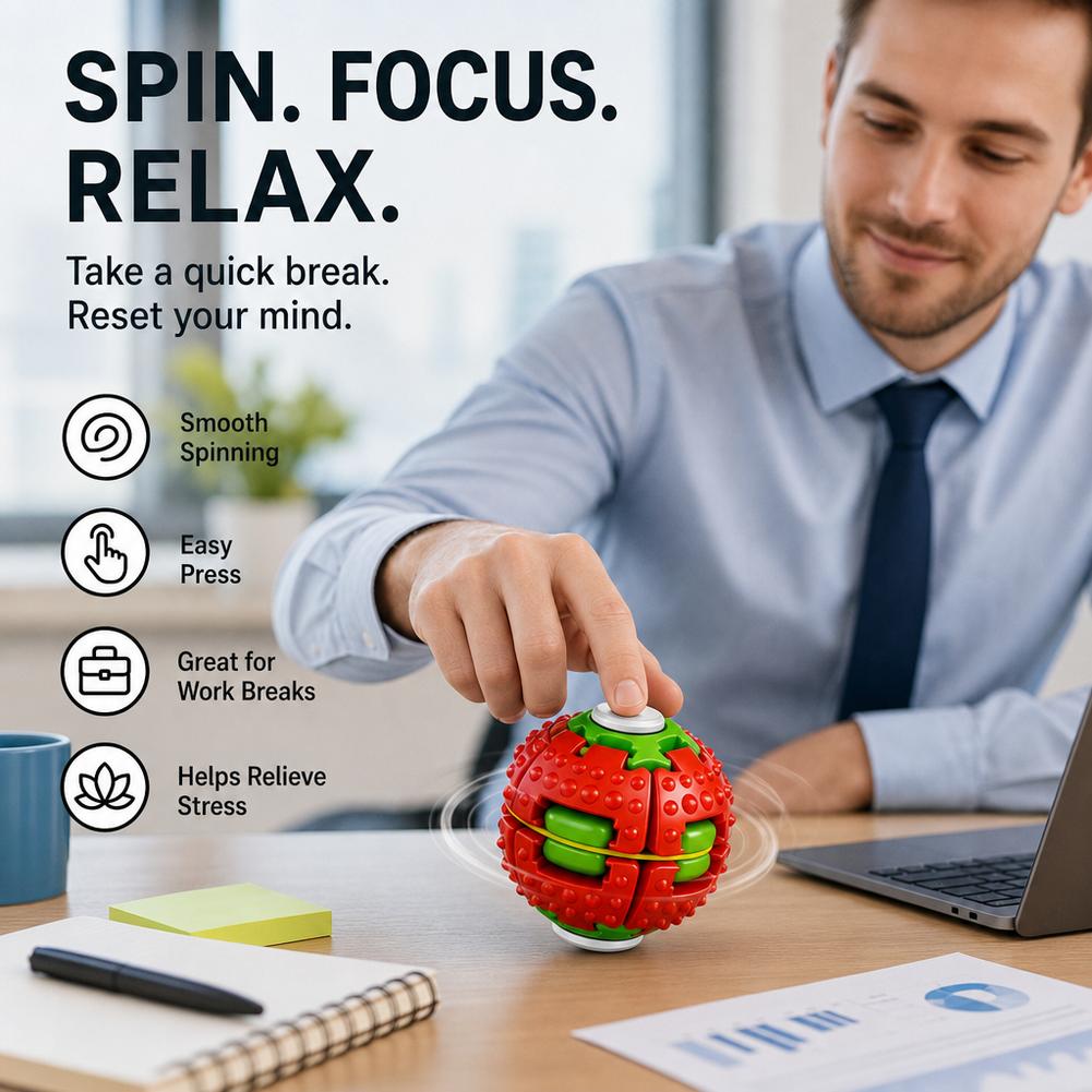 Desk Setup Gear - Portable Spinning Gear Fidget Ball Stress