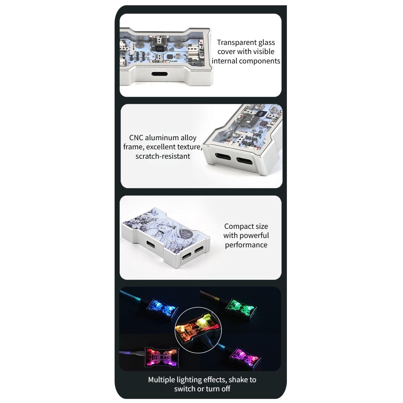 RGB USB Hub 2 Input 3 Output A - Desk Setup Hub 评论和价格