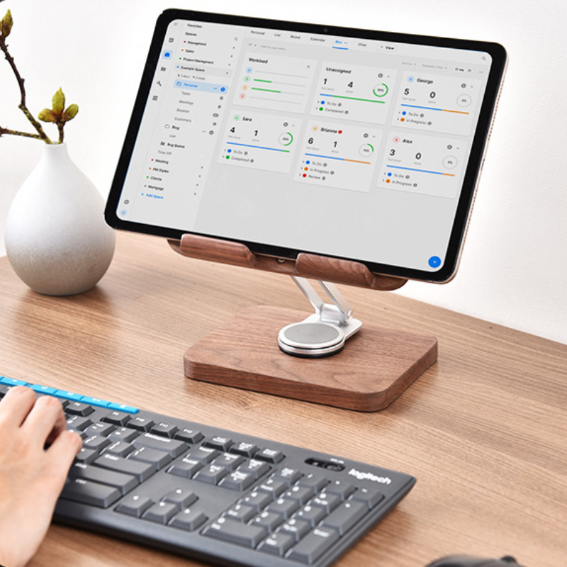 Black Walnut iPad Stand with 3 - Desk Setup Tablet 评论和价格