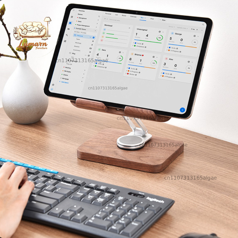 Black Walnut iPad Stand with 3 - Desk Setup Tablet 评论和价格