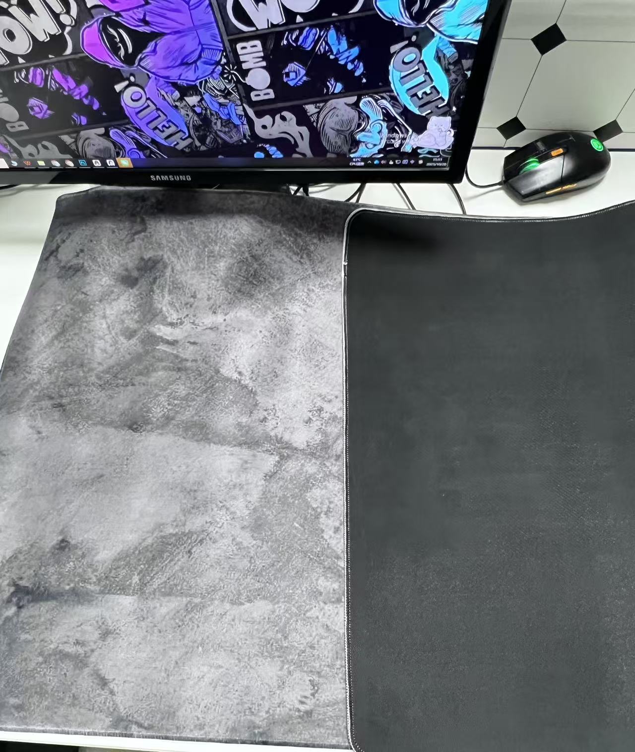 Grey Marble Big Mousepepad Mou - Desk Setup Grey 评论和价格