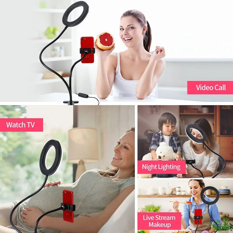 Dual Lights Led Ring Fill Ligh - Dual Phone Holder 评论和价格