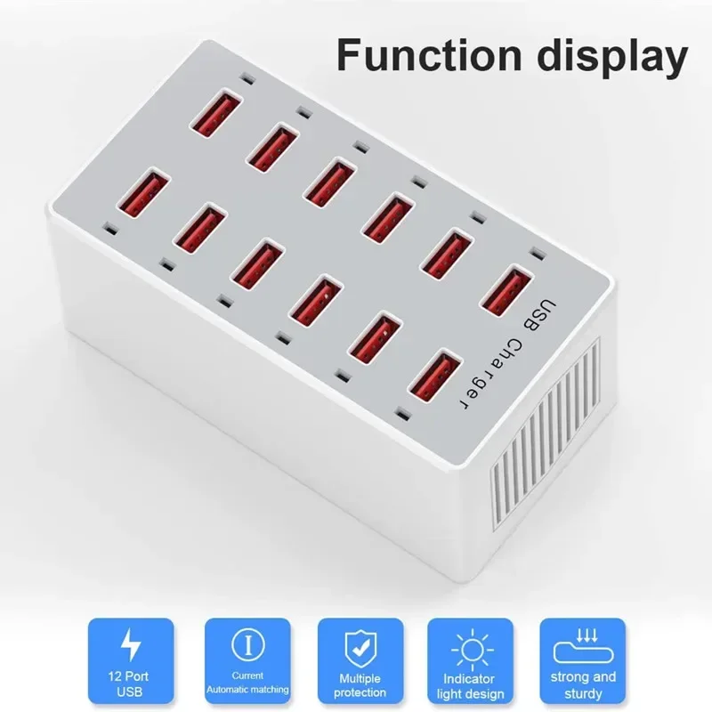 USB Charging Station 60W 12-Po - Desk Setup Hub 评论和价格